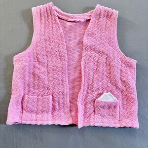 Vintage Children's Pink Handmade Knit Vest Coquette Sweater Vest Small